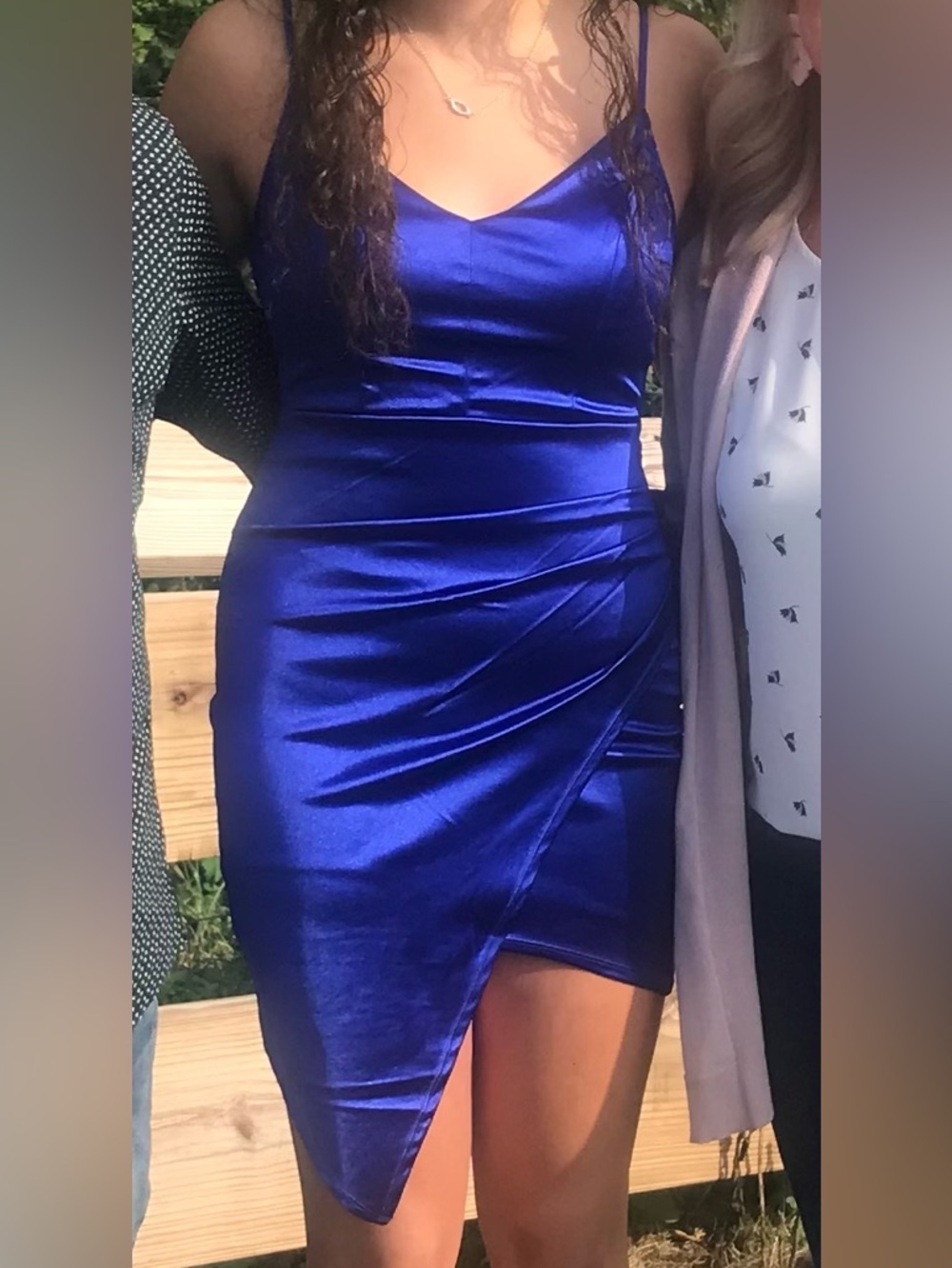 Royal Blue Satin Asymmetrical Dress
